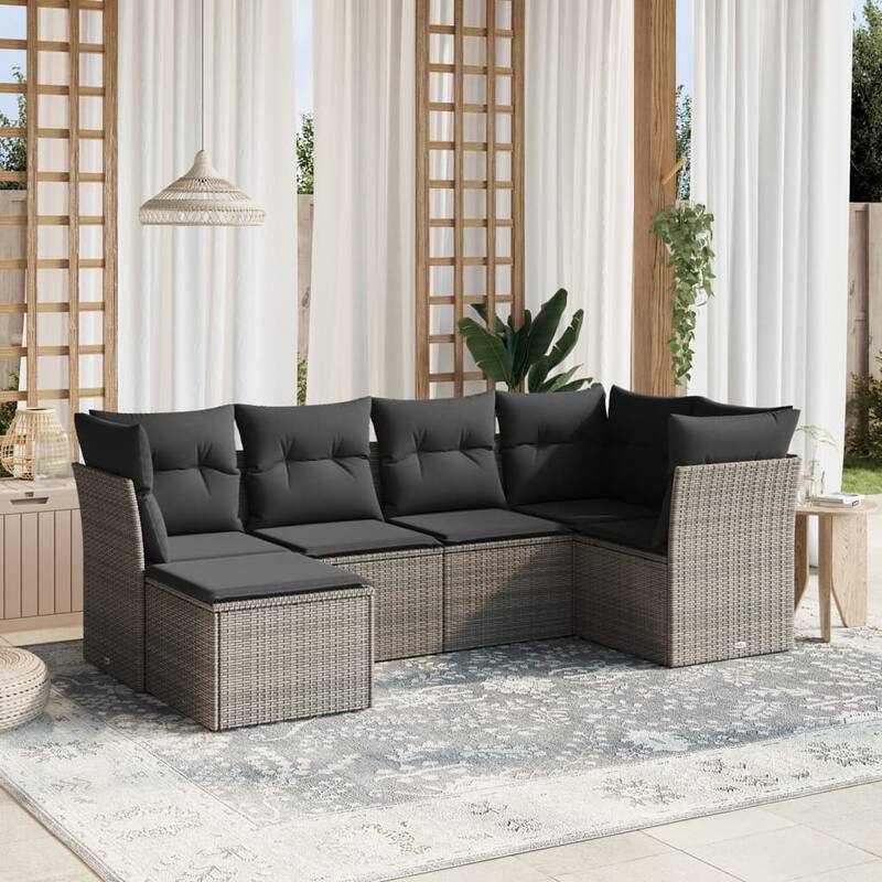 vidaXL Garden Sofa Set Beige/Black/Brown/Grey - Grey without storage