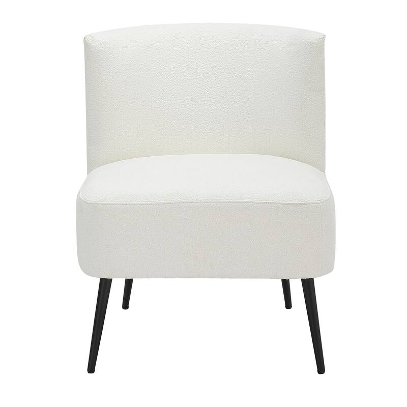 Silver Orchid Harding Slipper Chair - White Sherpa/Black Metal
