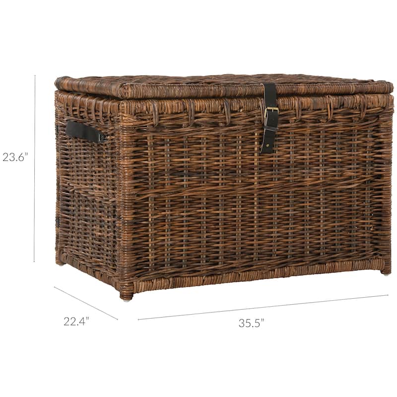 Happimess Michael 35" Wicker Storage Trunk, Brown - Butterscotch