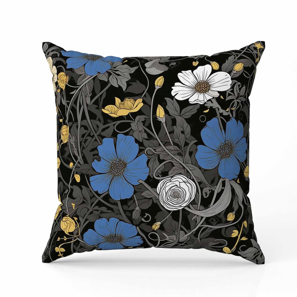 Orchid Overlay Indoor/Outdoor Reversible Throw Pillow Black and Blue