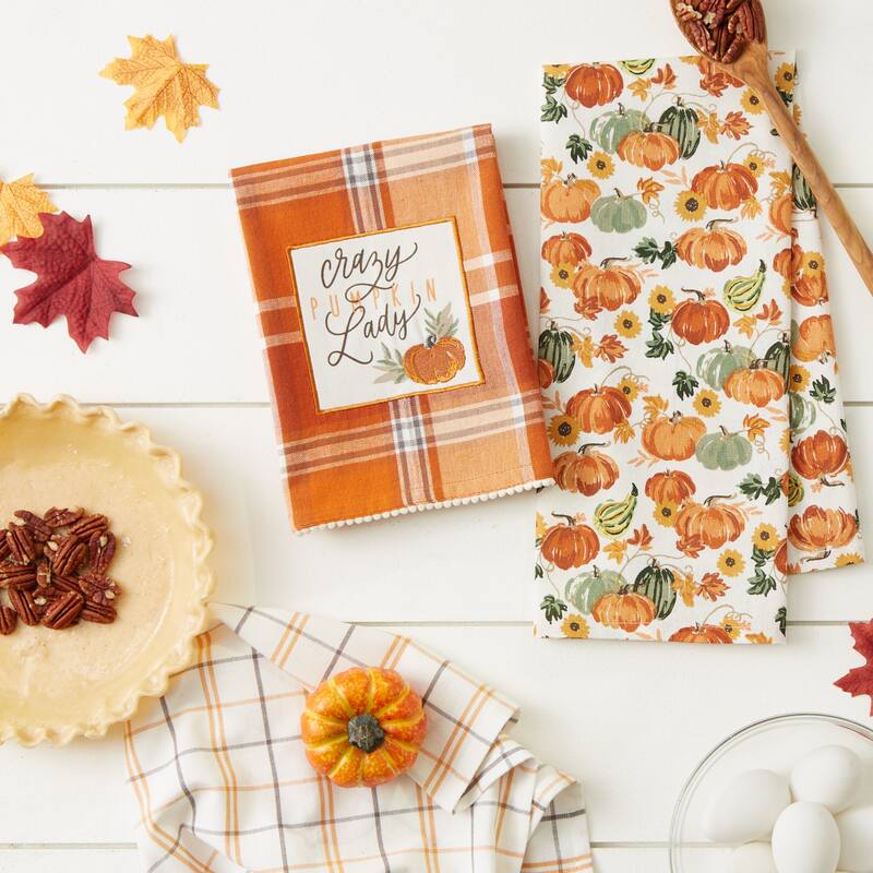 Autumn Pumpkins Printed Dishtowel (Set of 2)