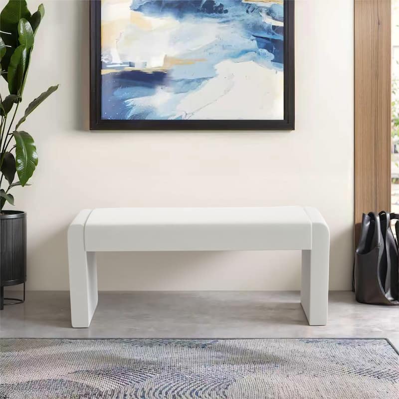 Velvet/Faux Leather Entryway Bench End of Bed Bench Upholstered Modern Window Bench for Dining Room/Bedroom