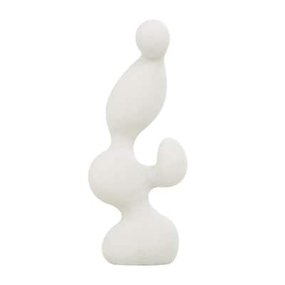 Polystone Abstract Curved Shaped Sculpture with Speckled Texturing - White - Roche River Decor