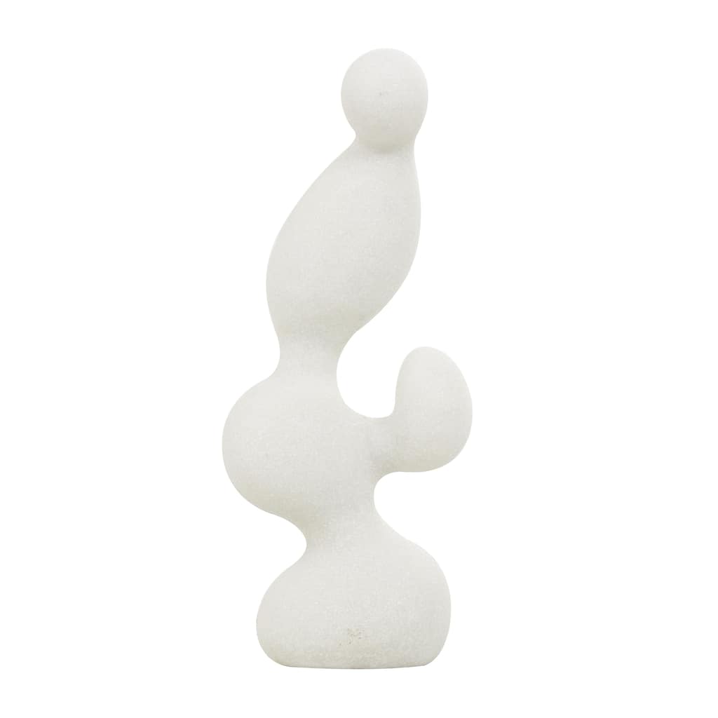 Polystone Abstract Curved Shaped Sculpture with Speckled Texturing - White - Roche River Decor