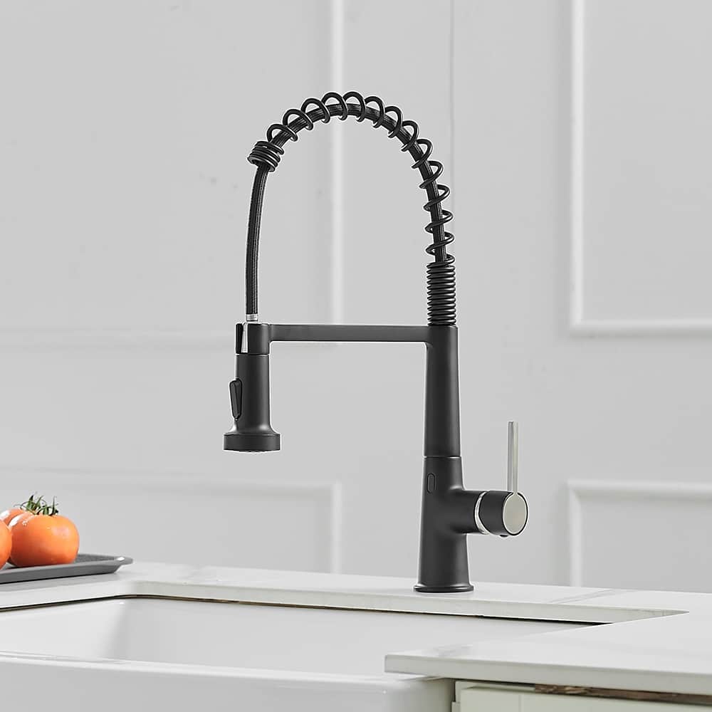 Matte Black Induction Pull-Out Single-Handle Kitchen Faucet