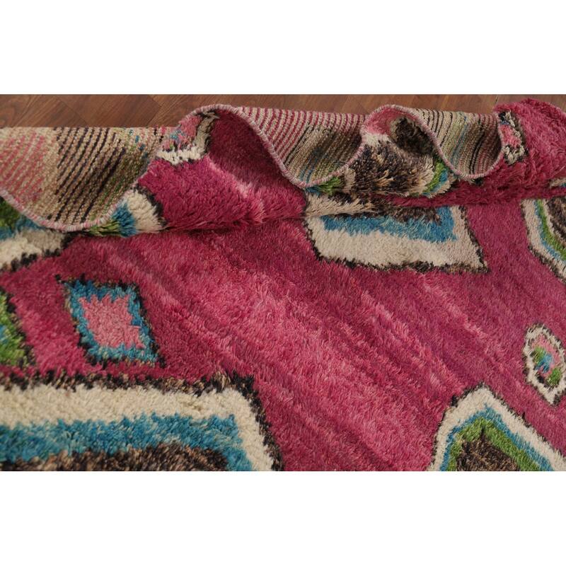 Moroccan Oriental Area Rug Hand-Knotted Geometric Wool Carpet - 8'10" x 10'6"
