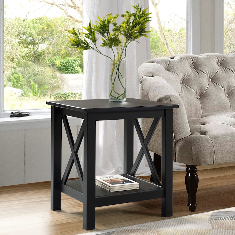 Ripplewood Farmhouse X-Base Side End Table - Black