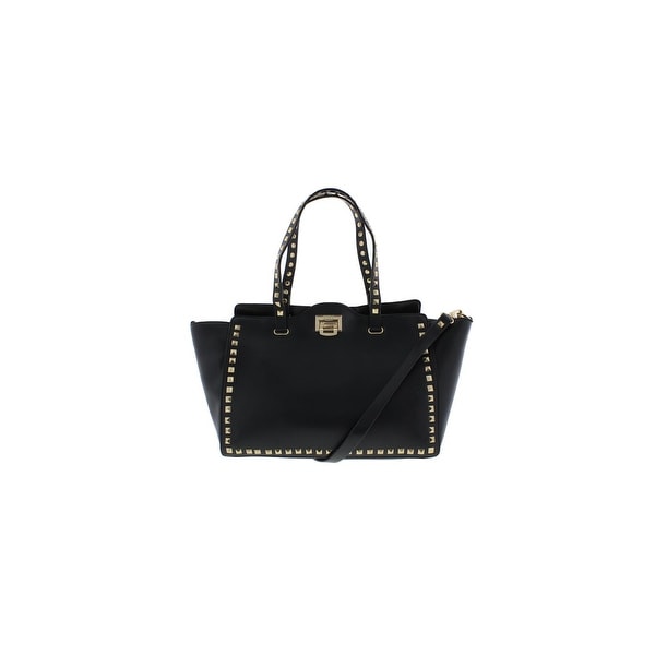 BCBG Paris Womens Tote Handbag Faux Leather Studded - Large