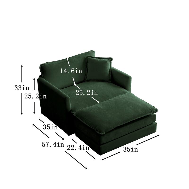 Modern Accent Chair with Ottoman Upholstered Armchair