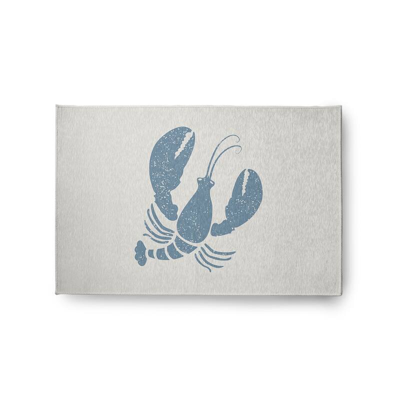 Lobster Nautical Chenille Rug - Dusty Smoke and White - 2' x 3'