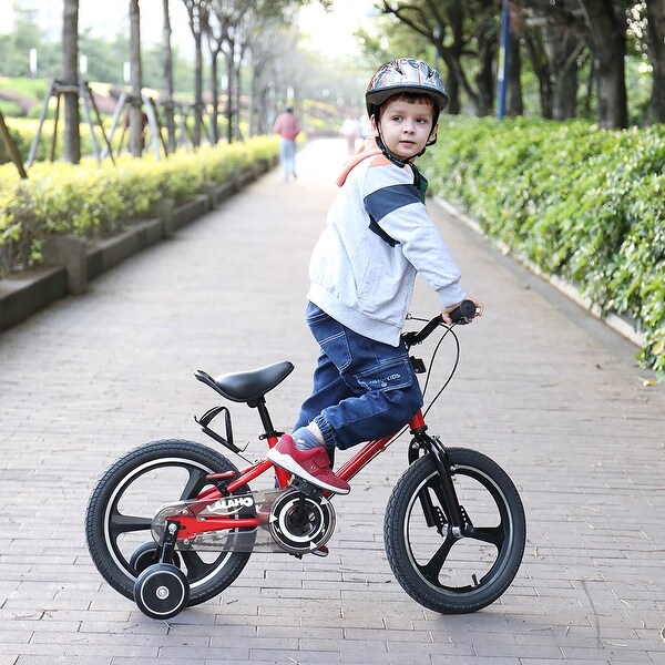 16" Boys' Hot Wheels Kids Bike Rear Coaster Brake Removable Training Wheels Blue 