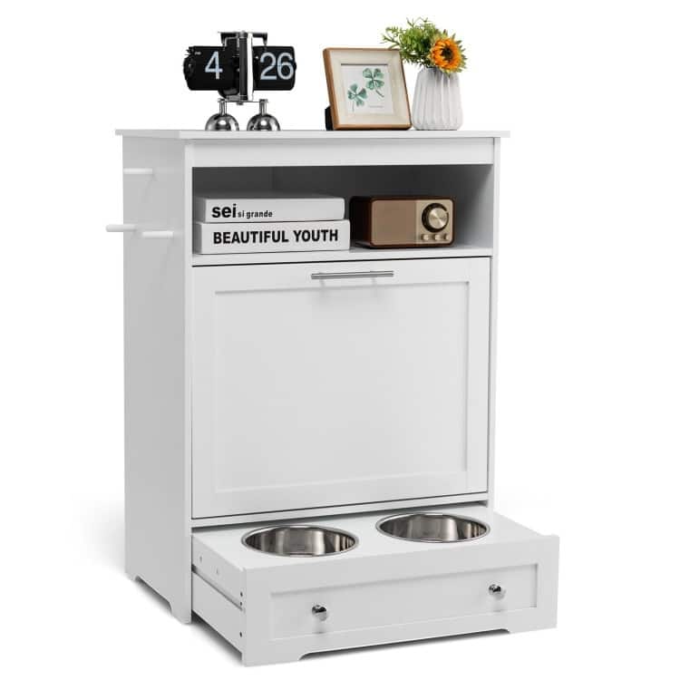 Pet Feeder Station with Stainless Steel Bowl - 24" x 14" x 32.5"