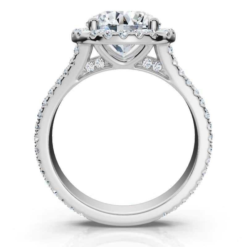 3Ct Diamond Halo Split Band Engagement Ring Lab Grown in White or Yellow Gold