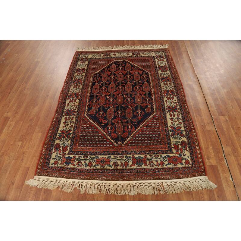 Vegetable Dye Malayer Persian Rug Hand-Knotted Wool Carpet - 4'8"x 6'4"