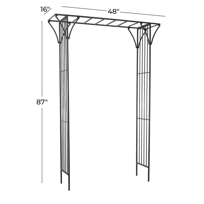 White or Black Metal Contemporary Garden Arbor with Lattice Work Sides