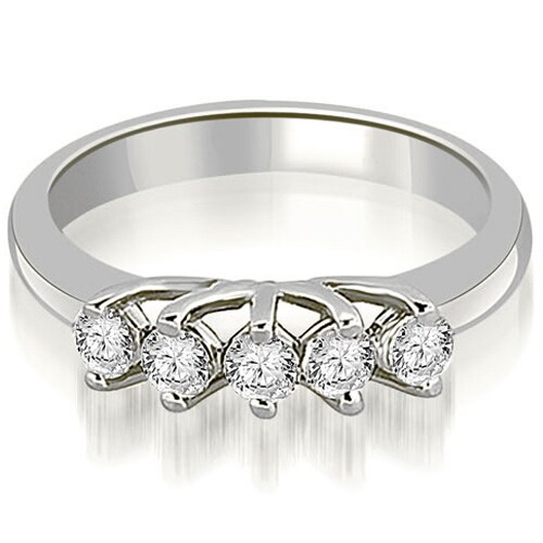 0.50 cttw. 14K White Gold Round Diamond Two Prong Wedding Band