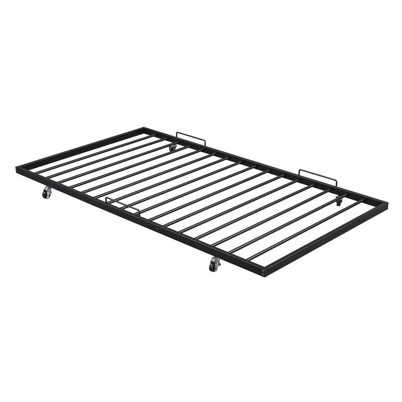 HomeRoots Black Metal Full Day Bed With Trundle