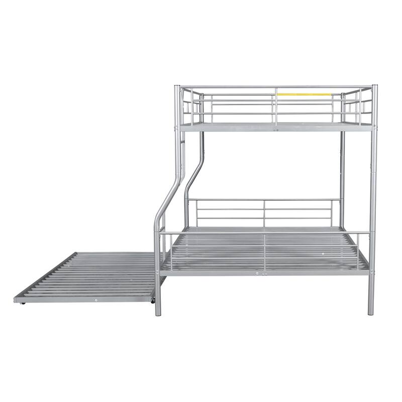 Full XL Over Queen Metal Bunk Bed with Trundle
