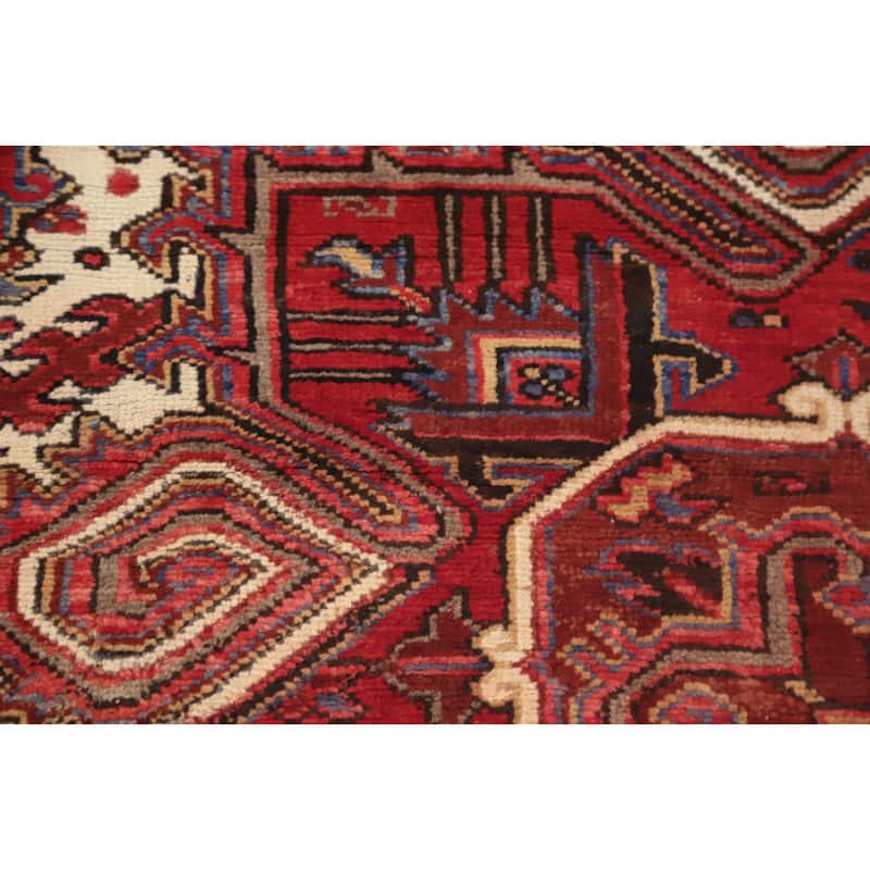 Hand Knotted Oriental 100% Wool Carpet Traditional Medallion Red Heriz Area Rug - 11' 3'' X 7' 9''