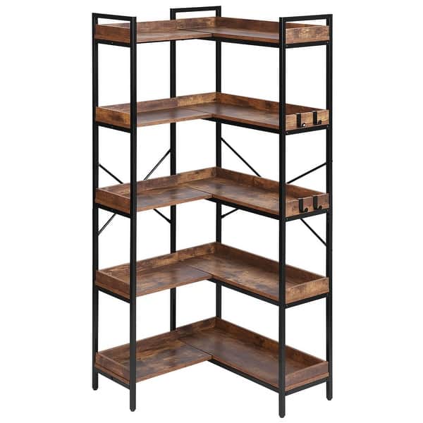 slide 2 of 49, UIMOSO Corner Bookshelf, Corner Bookcase with Heavy Duty Metal Frame & Wooden Shelves 5-Tier,65.4" Tall,L-shaped