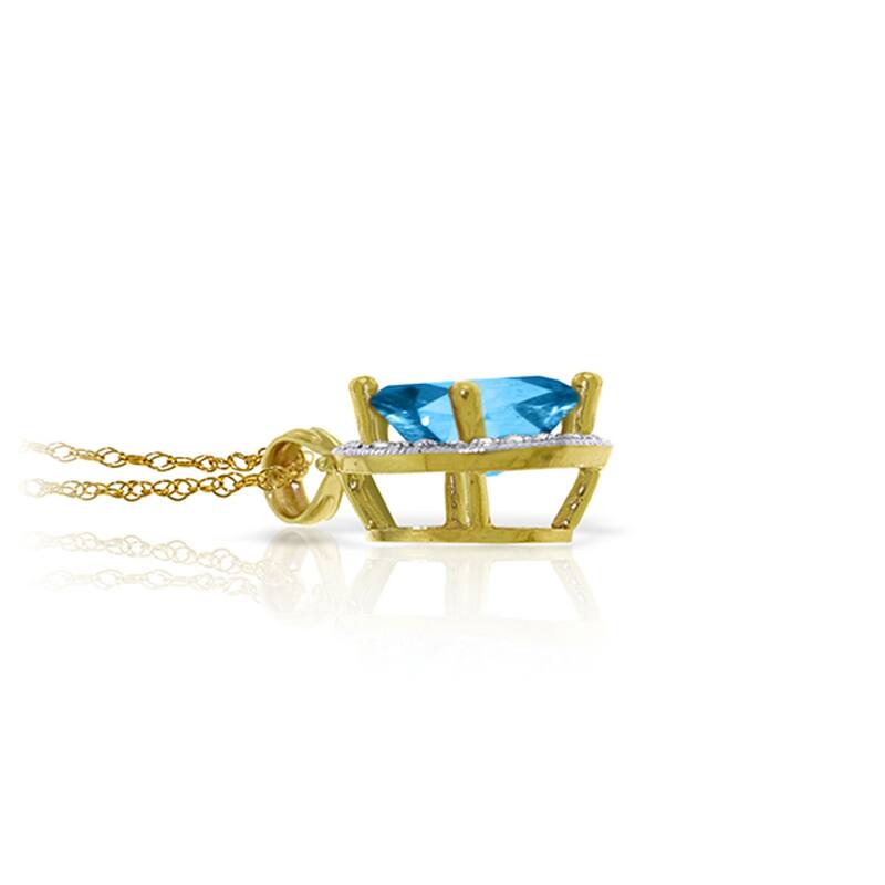 4.66 Carat 14K Solid Gold Lana Blue Topaz Diamond Gemstone Necklace