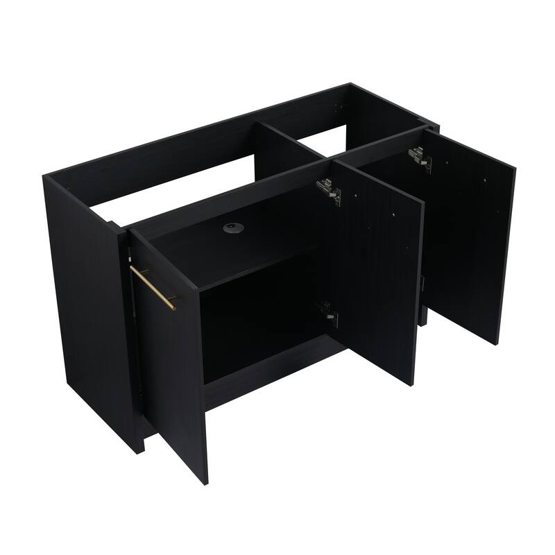 24" Bathroom Vanity with Soft-Close Doors and Spacious Storage, Black Chestnut Finish, Freestanding Design, Vanity Base Only
