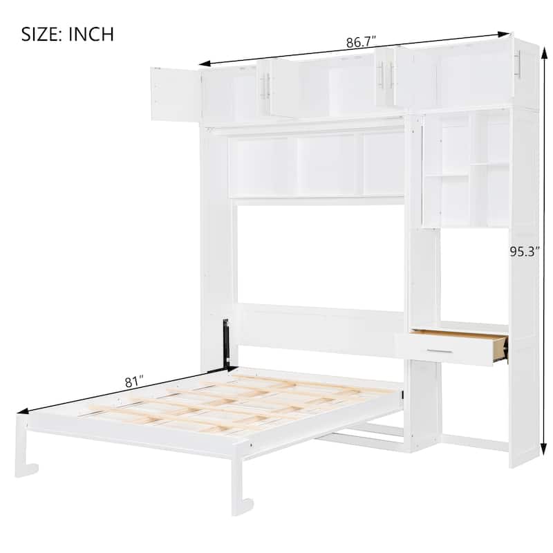 Full Murphy Bed with Desk & Top Storage
