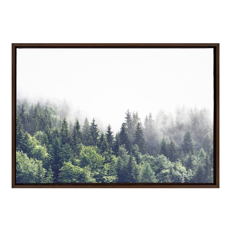 Kate and Laurel Sylvie Fog Framed Canvas by The Creative Bunch Studio - 23x33 - Plastic - Walnut