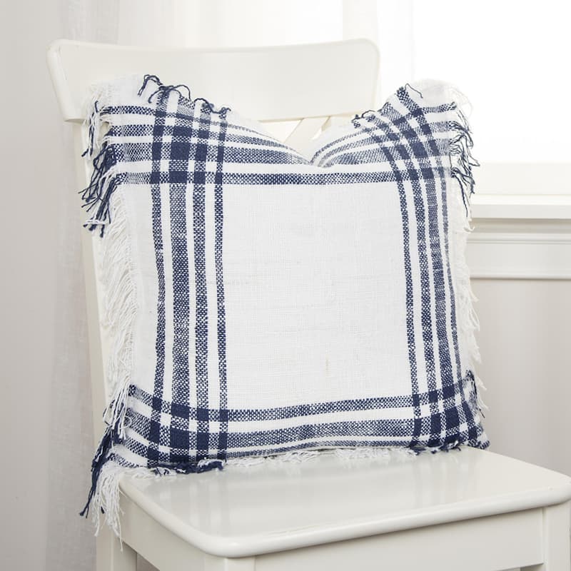 Plaid Woven Cotton Pillow Cover