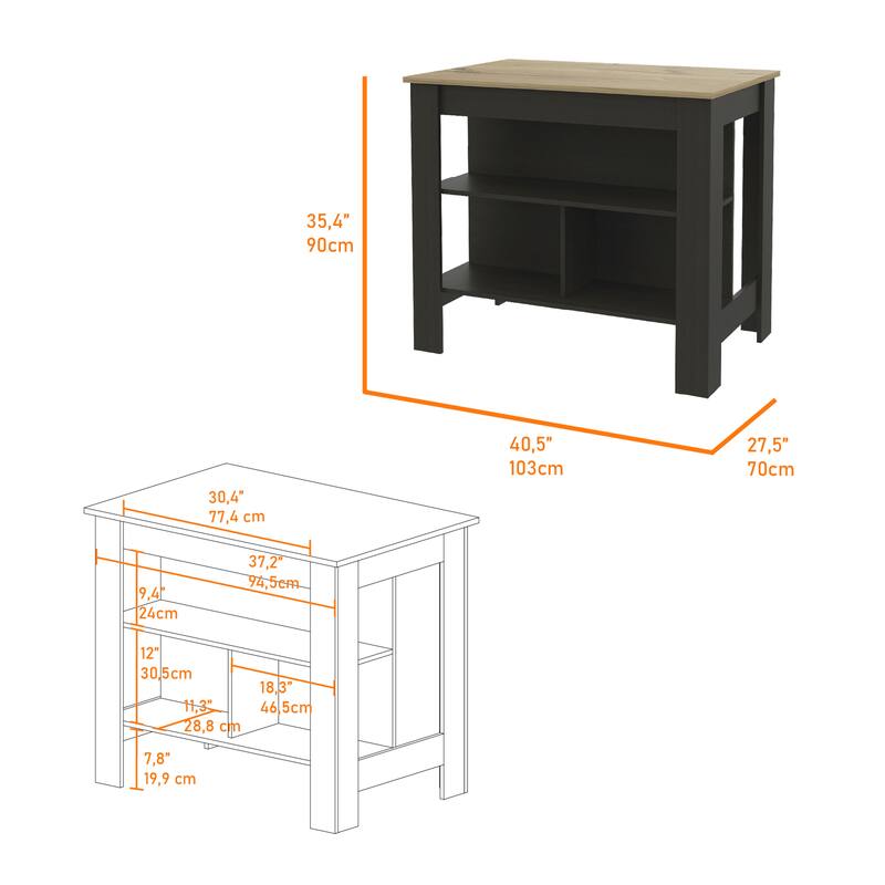 Rockaway 3-Shelf Kitchen Island