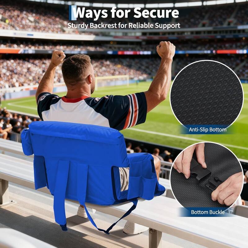 2 PCS 24.5" Reclining Bleacher Seat, Stadium Chair with Back Support Padded Cushion