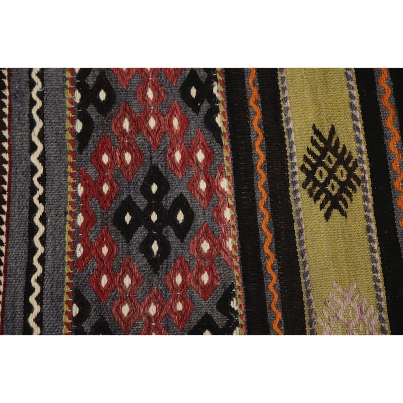 Hand Woven Oriental 100% Wool Carpet Southwestern Tribal Multi-Colored Kilim Area Rug - 10' 2'' X 5' 7''