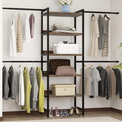 Moasis Garment Rack Adjustable Heavy Duty Clothes Rack Walk-In Closet System with Shelves