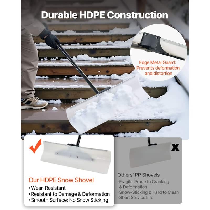 Plastic Snow Shovel with Widened Blade and Textured Anti-Slip Handle for Easy Snow Removal