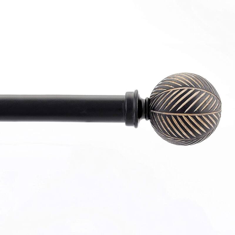 1 Inch Adjustable Black Curtain Rod for Windows & Doors Curtains with Moroccan Ball Finials & Brackets Set -By Deco Window