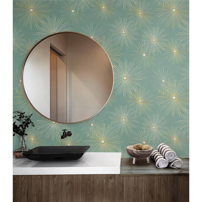 Seabrook Designs Starburst Geo Prepasted Wallpaper