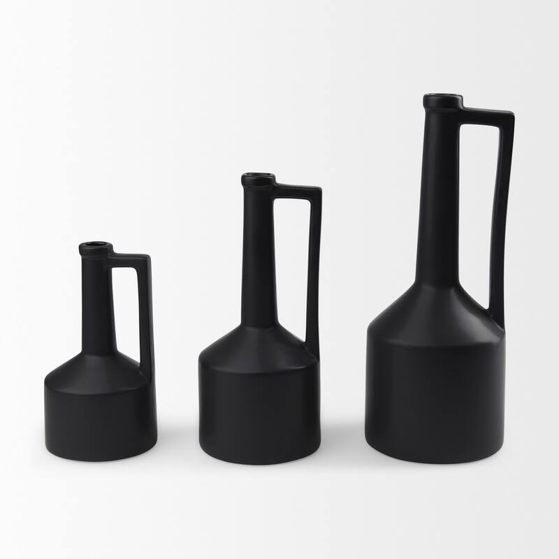Burton Medium Matte Black Ceramic Jug Vase