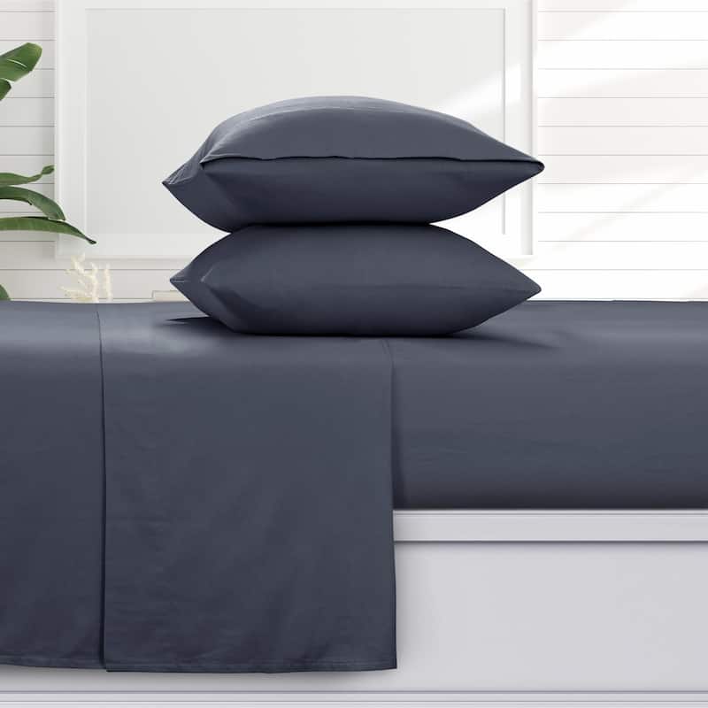 Azores Home 170-GSM Cotton Flannel Printed or Solid Extra Deep Pocket Sheet Set - King - Cloudy Blue