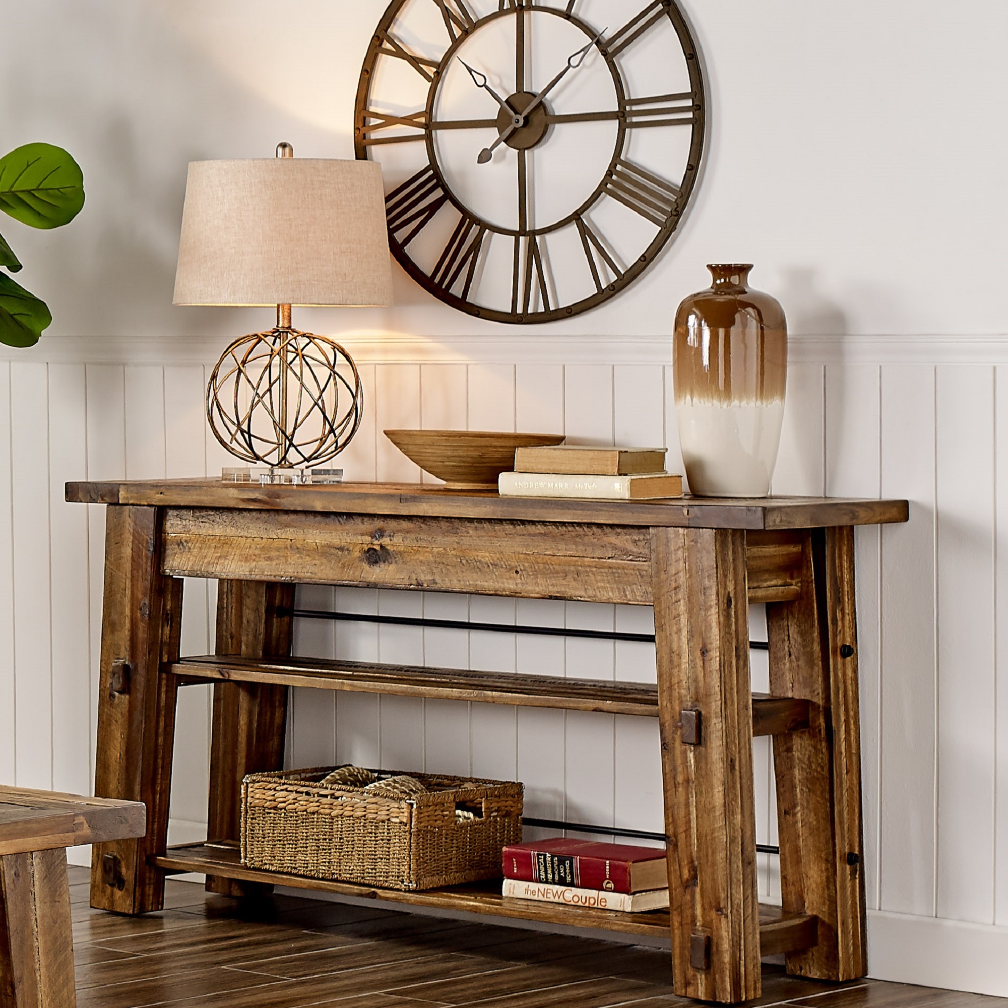 Carbon Loft Bahamondes Natural Solid Acacia Wood Console Table