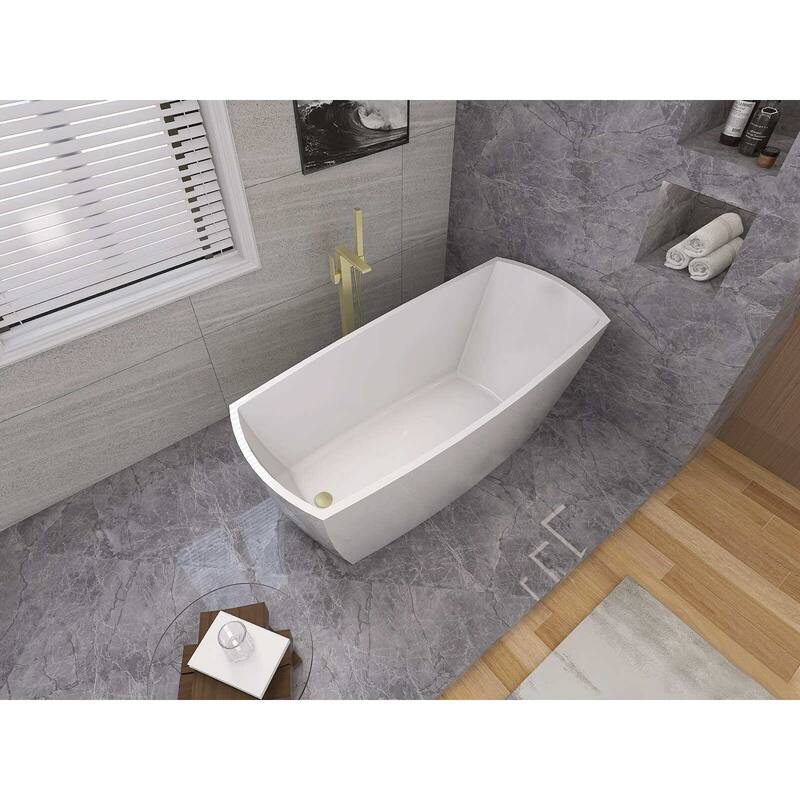 Peter Soaking Single Slipper Rectangular Bathtub in Glossy White