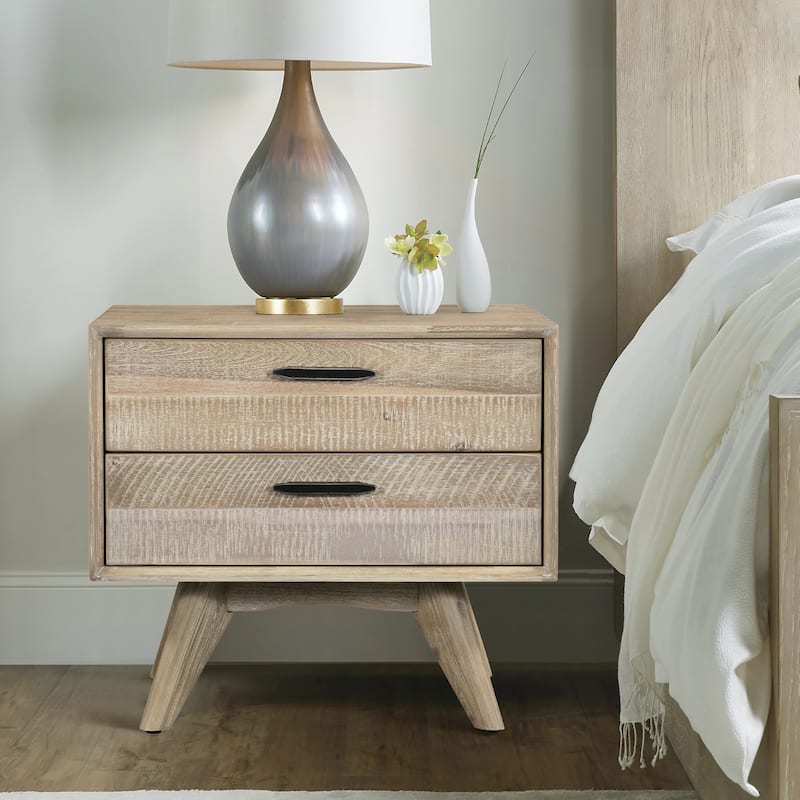 Carson Carrington Junsternas Acacia Mid-century 2-drawer Night Stand - Grey