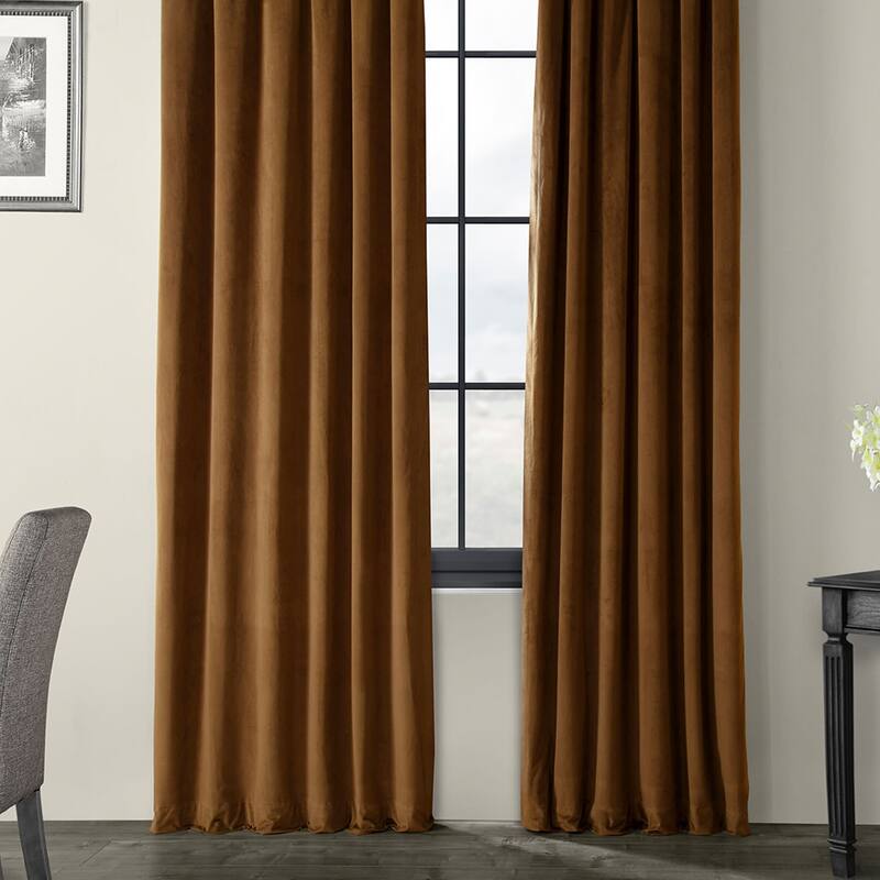 Exclusive Fabrics Signature Velvet Blackout Curtains - 96 Inches Long, (1 Panel) - Luxurious Drapery for Light Control.