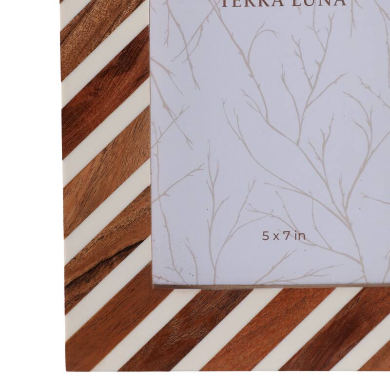Resin Wood Picture Frame Diagonal Stripe Design - 5x7" Brown