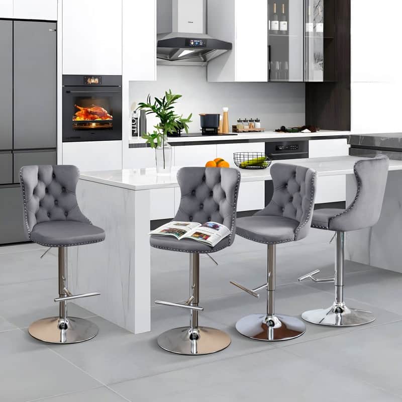 Swivel Foam Barstools Adjusatble Seat Set of 4