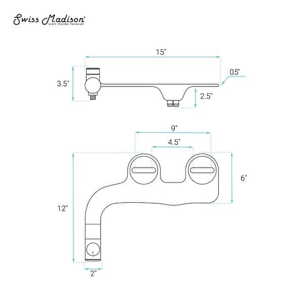 Aqua Non-Electric Bidet Toilet Attachment In Matte Black With Black Knob