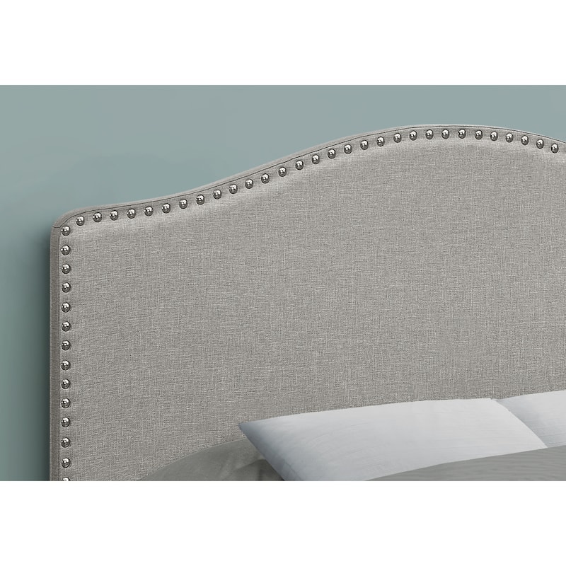 Full Size Upholstered Grey Linen Look Headboard, Transitional Style with Padded Design for Modern Bedrooms