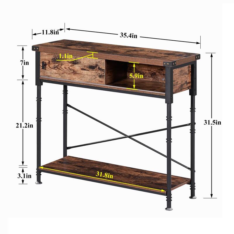 VECELO Industrial Rustic Entryway/Console Sofa Table