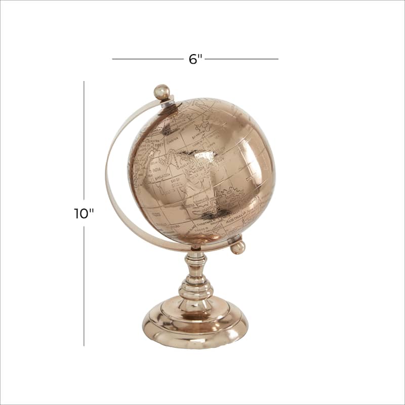 Aluminum Metal World Map Globe - Rose Gold - Roche River Decor