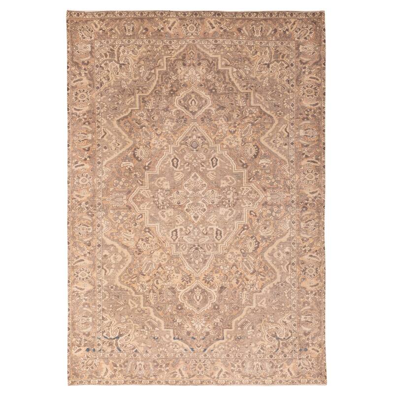 ECARPETGALLERY Hand-knotted Antalya Vintage Brown Wool Rug - 6'8 x 9'4