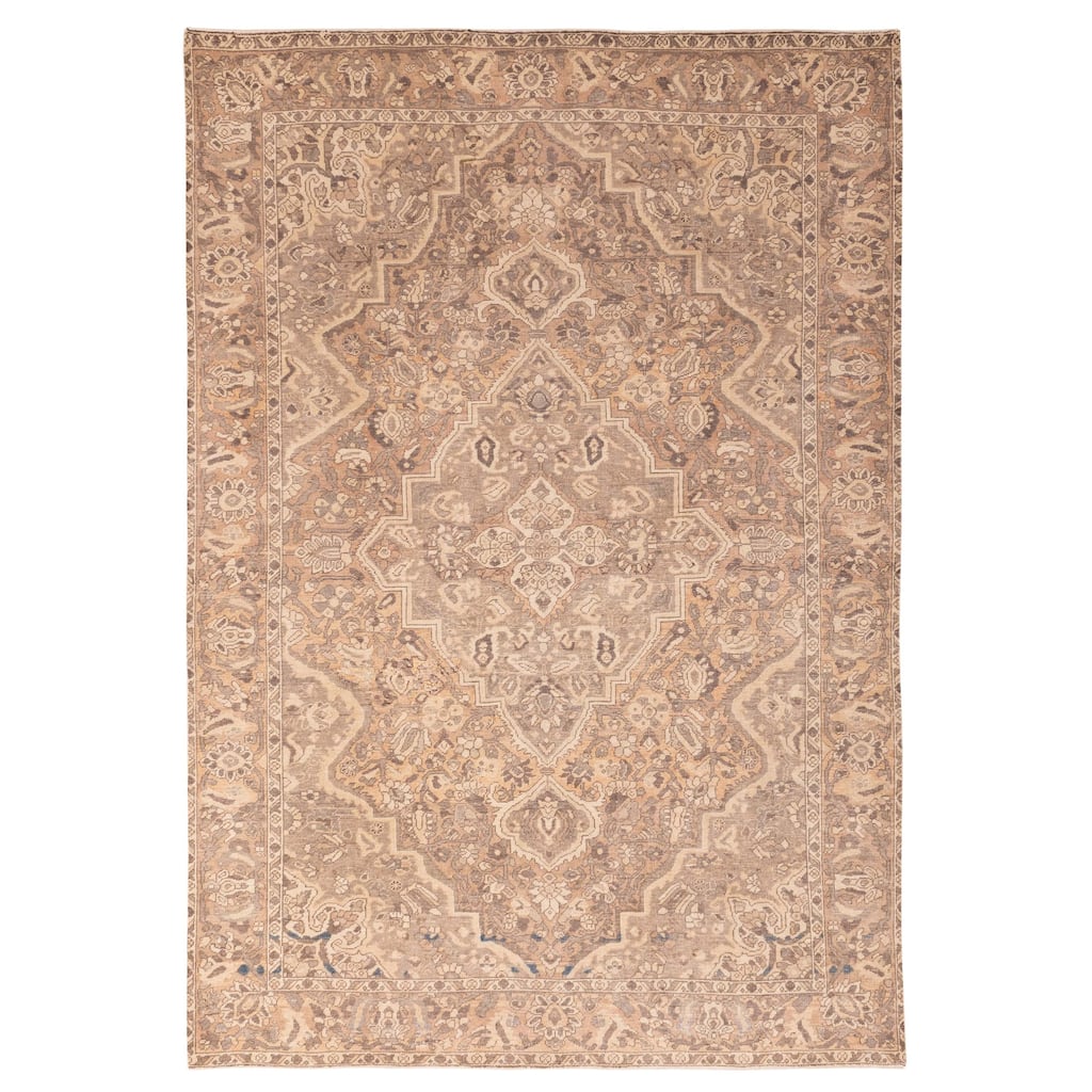 ECARPETGALLERY Hand-knotted Antalya Vintage Brown Wool Rug - 6'8 x 9'4